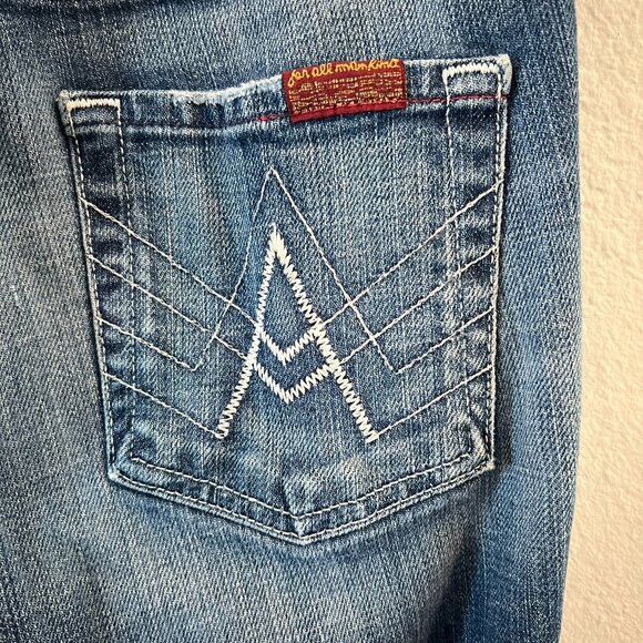 7 FOR ALL MANKIND A POCKET FLARE JEANS 25 x 29 - Picture 3 of 9